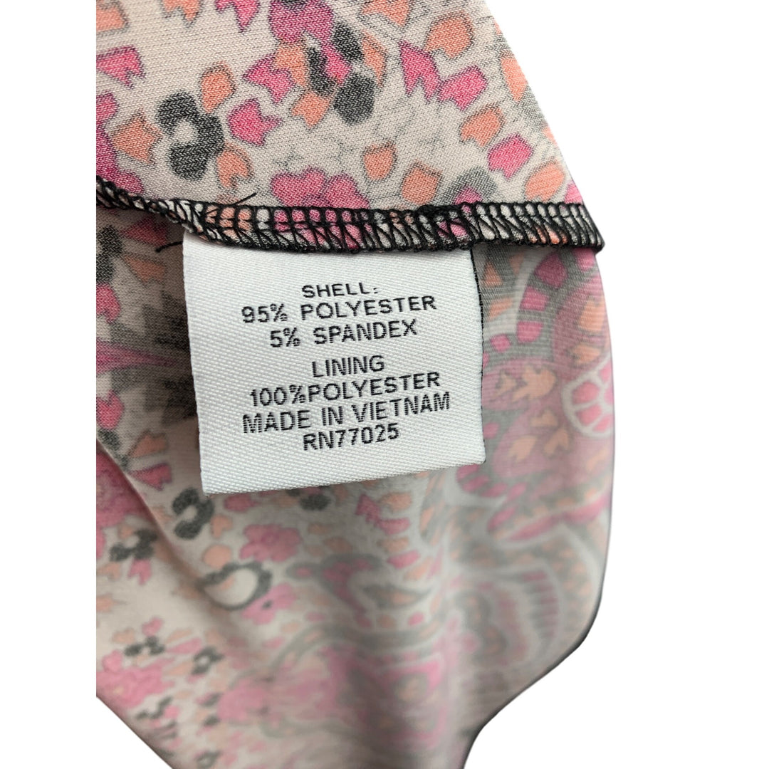 Liz Lange Womens Sleeveless V-Neck Maxi Dress S Black & Pink Paisley
