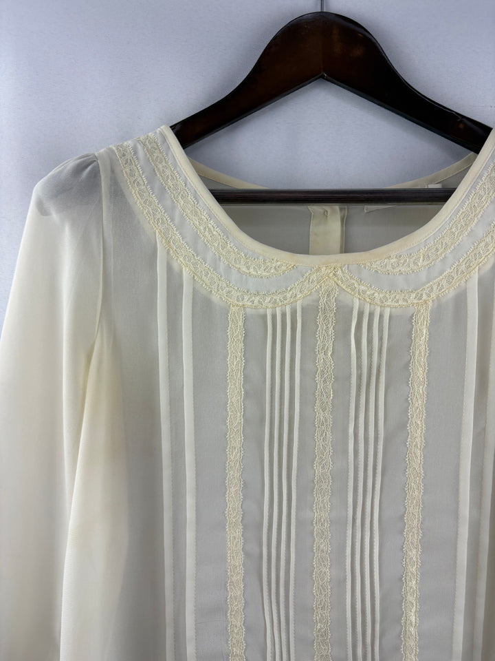 Women’s Lush Medium Cream 3/4 Sleeve Peasant Blouse