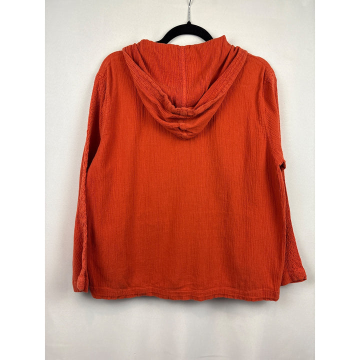 Chicos Red Hooded Zip-Up Cotton Jacket Size 2