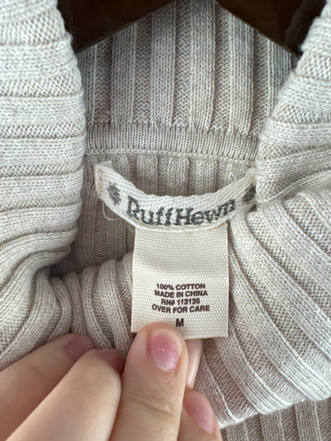 Women’s Ruff Hewn Medium Beige Ribbed Turtleneck Sweater