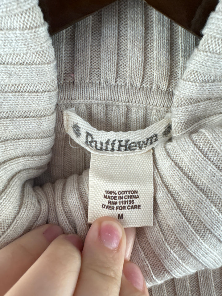 Women’s Ruff Hewn Medium Beige Ribbed Turtleneck Sweater