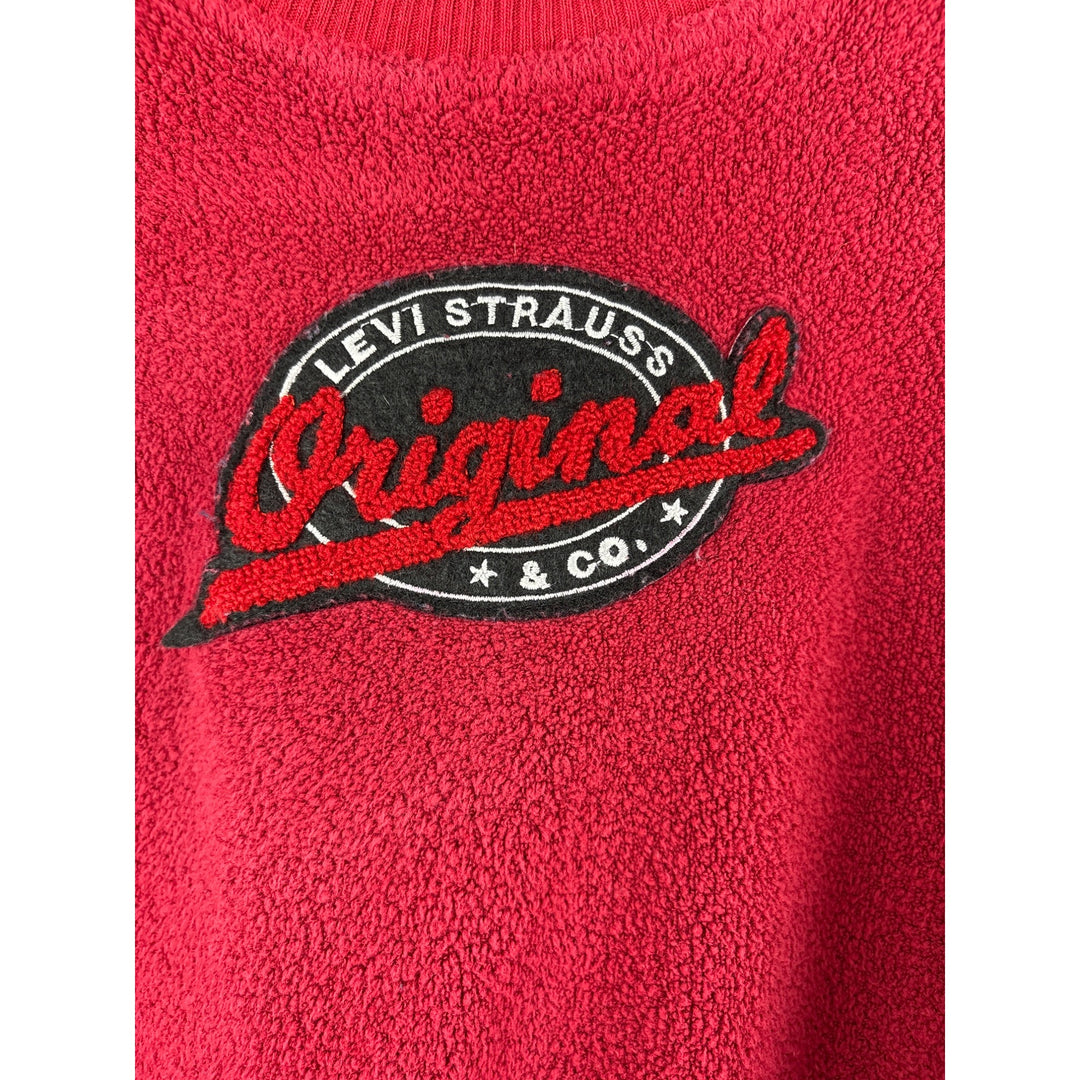 Levis Womens Medium Original Logo Red Fleece Crewneck Sweater