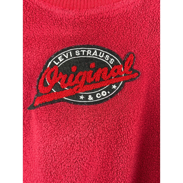 Levis Womens Medium Original Logo Red Fleece Crewneck Sweater