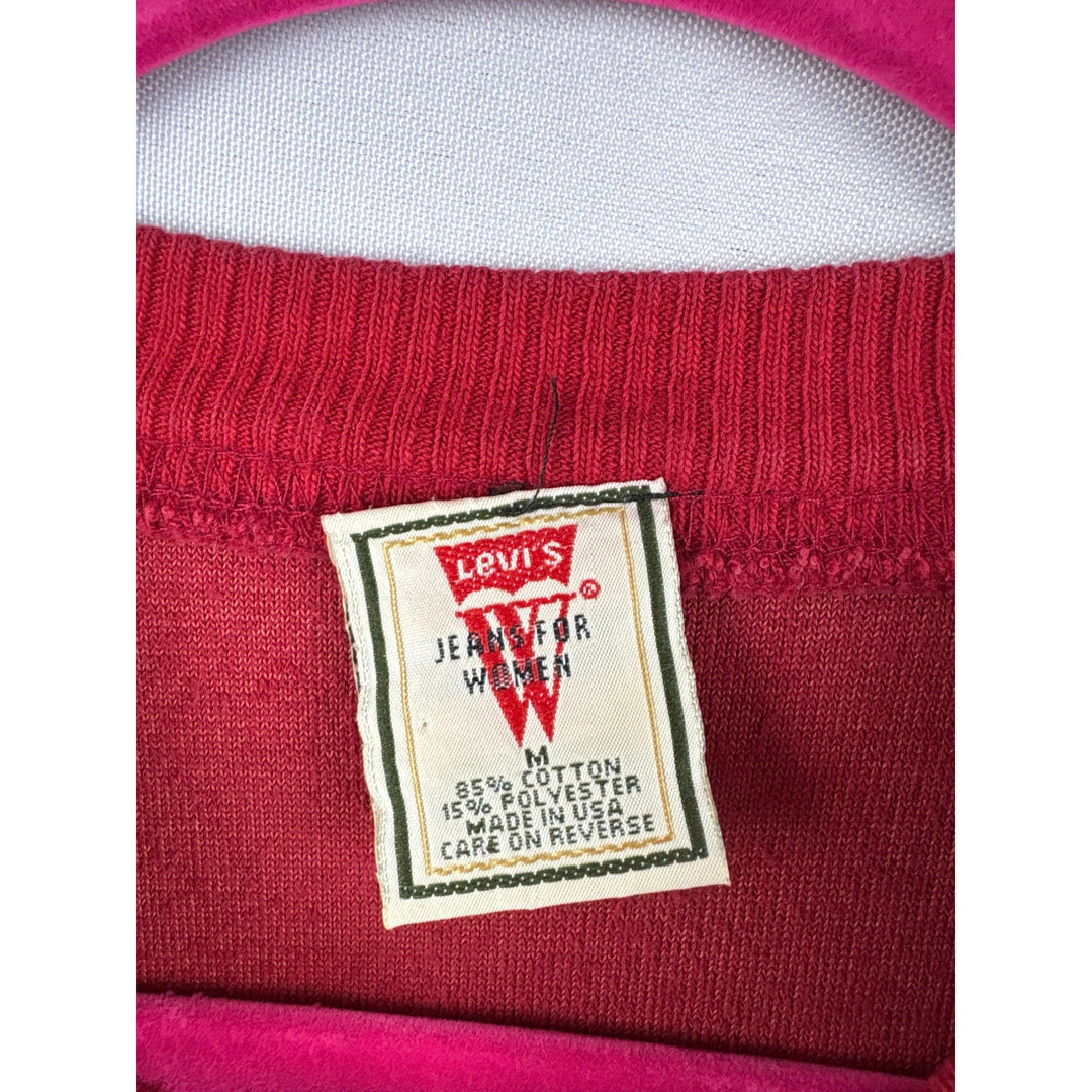 Levis Womens Medium Original Logo Red Fleece Crewneck Sweater
