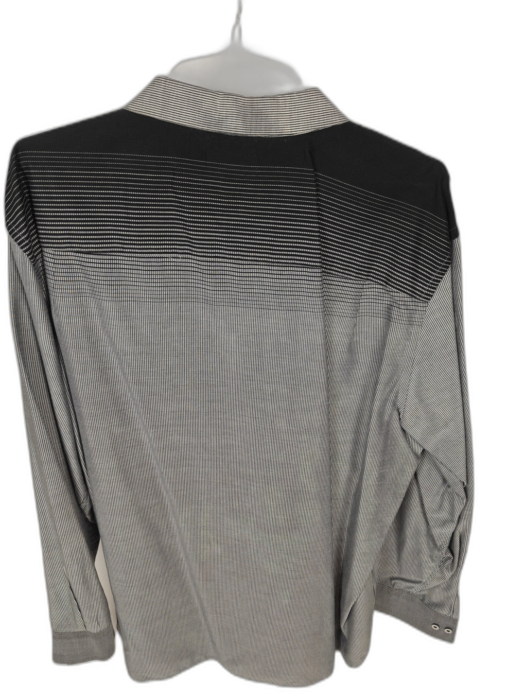 Alfani Men's 3XL Black Gray Micro Stripe Button Front Shirt Long Sleeve 100% Cotton