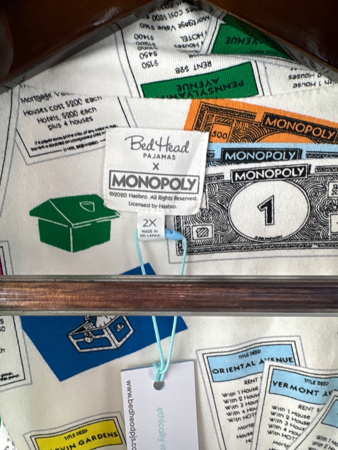 Women’s Bed Head Size 2X Monopoly Themed PJ Set