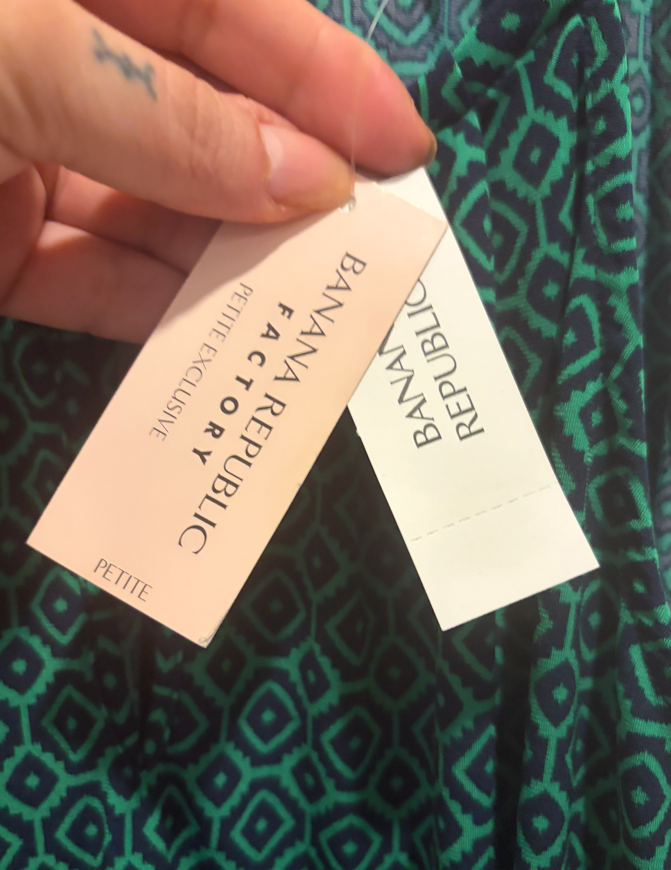 Banana Republic Factory Green Black Geometric Print Petite Mini Dress SP NWT