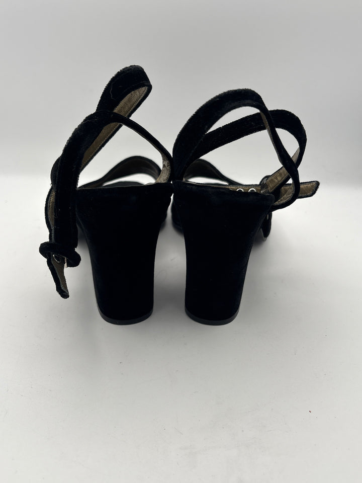 Women’s Yves Saint Laurent Size 10 Black Velvet Strappy Heels