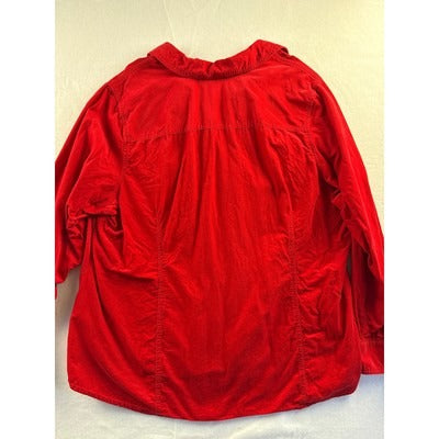 Charter Club Red Corduroy Button-Up Shirt 3X Made In China 100% Cotton