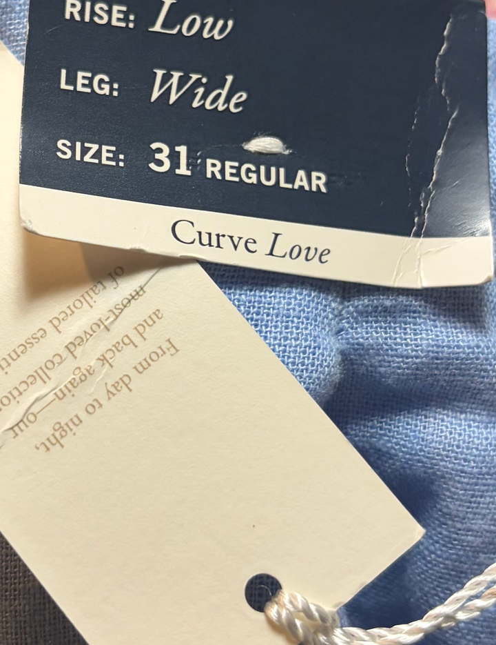 Abercrombie &amp; Fitch Curve Love Low Rise Wide Leg Pants Size 31 NWT Light Blue