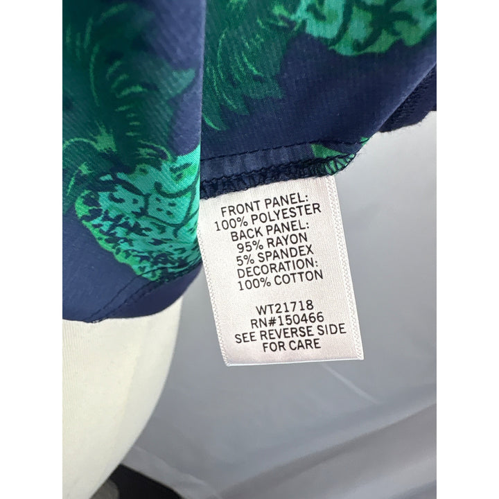 Market & Spruce Pineapple Print Keyhole Tank Top Medium Blue & Green