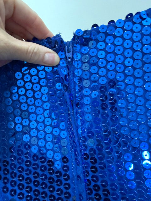 ILGWU Vintage 80s Royal Blue Sequin Formal Dress