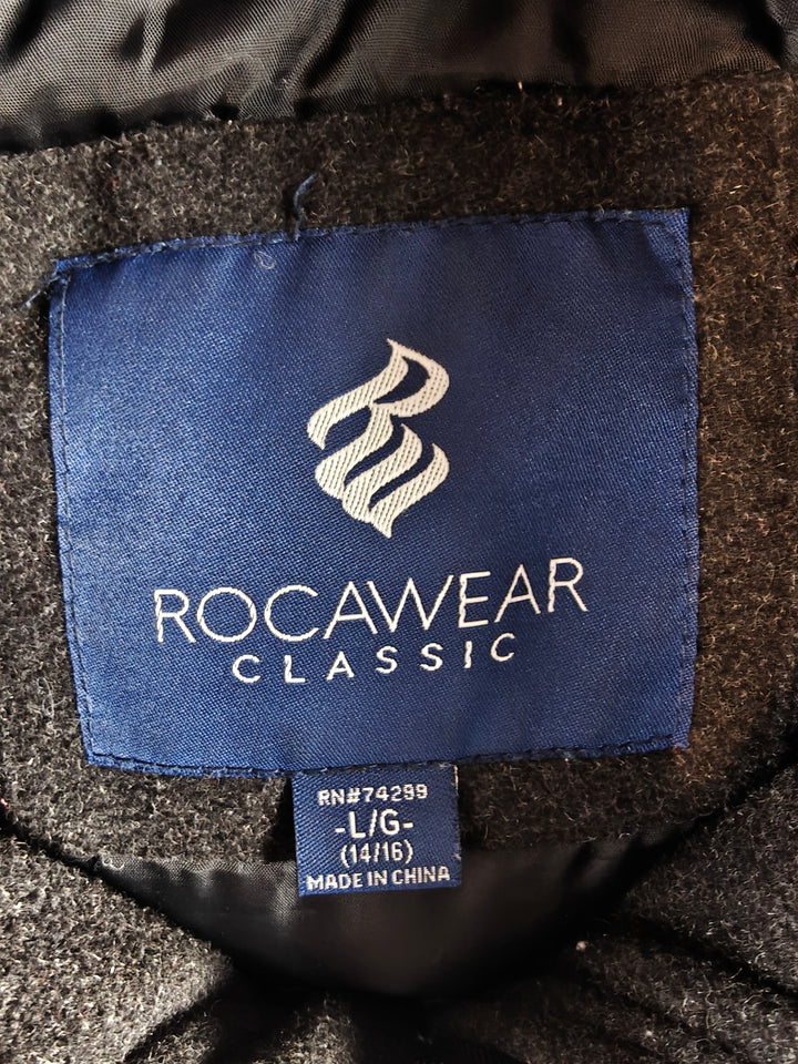 Boys Rocawear Classic Bomber Jacket Black Gray Size L 14/16