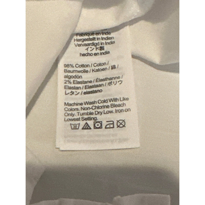 J.Crew Womens PXS White Ruffle Cotton Blend Long Sleeve Blouse Button Front Petite