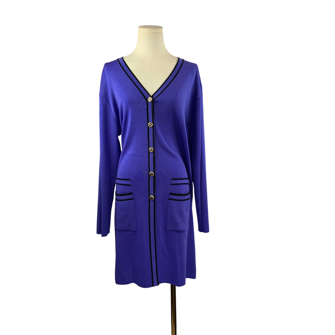Howard Wolf Escape Purple Long Cardigan Sweater Dress L With Button Front & Pockets
