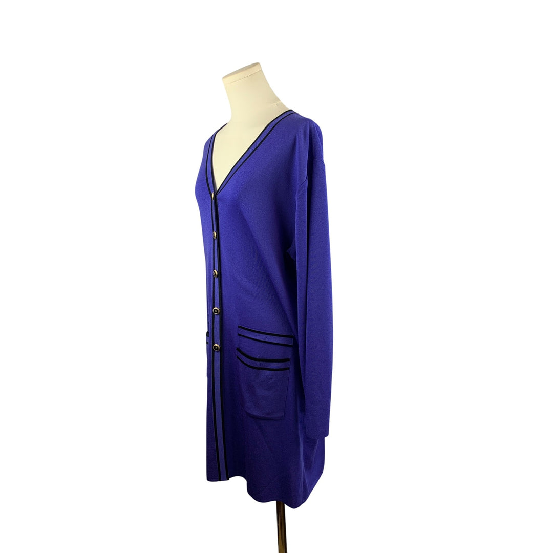 Howard Wolf Escape Purple Long Cardigan Sweater Dress L With Button Front & Pockets