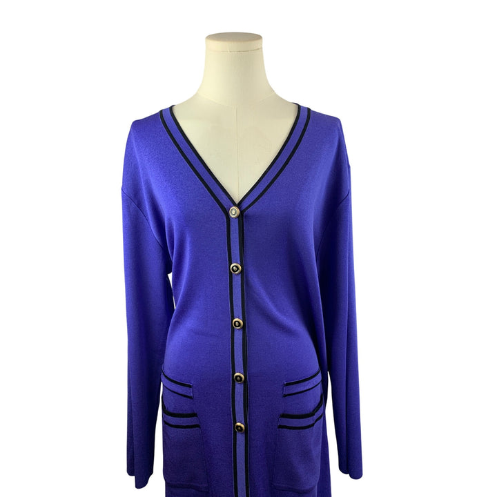 Howard Wolf Escape Purple Long Cardigan Sweater Dress L With Button Front & Pockets