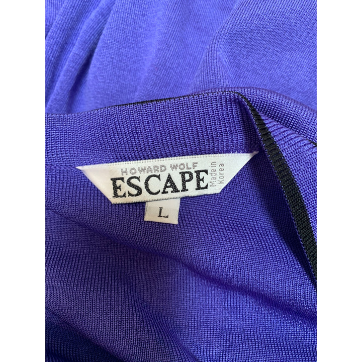Howard Wolf Escape Purple Long Cardigan Sweater Dress L With Button Front & Pockets