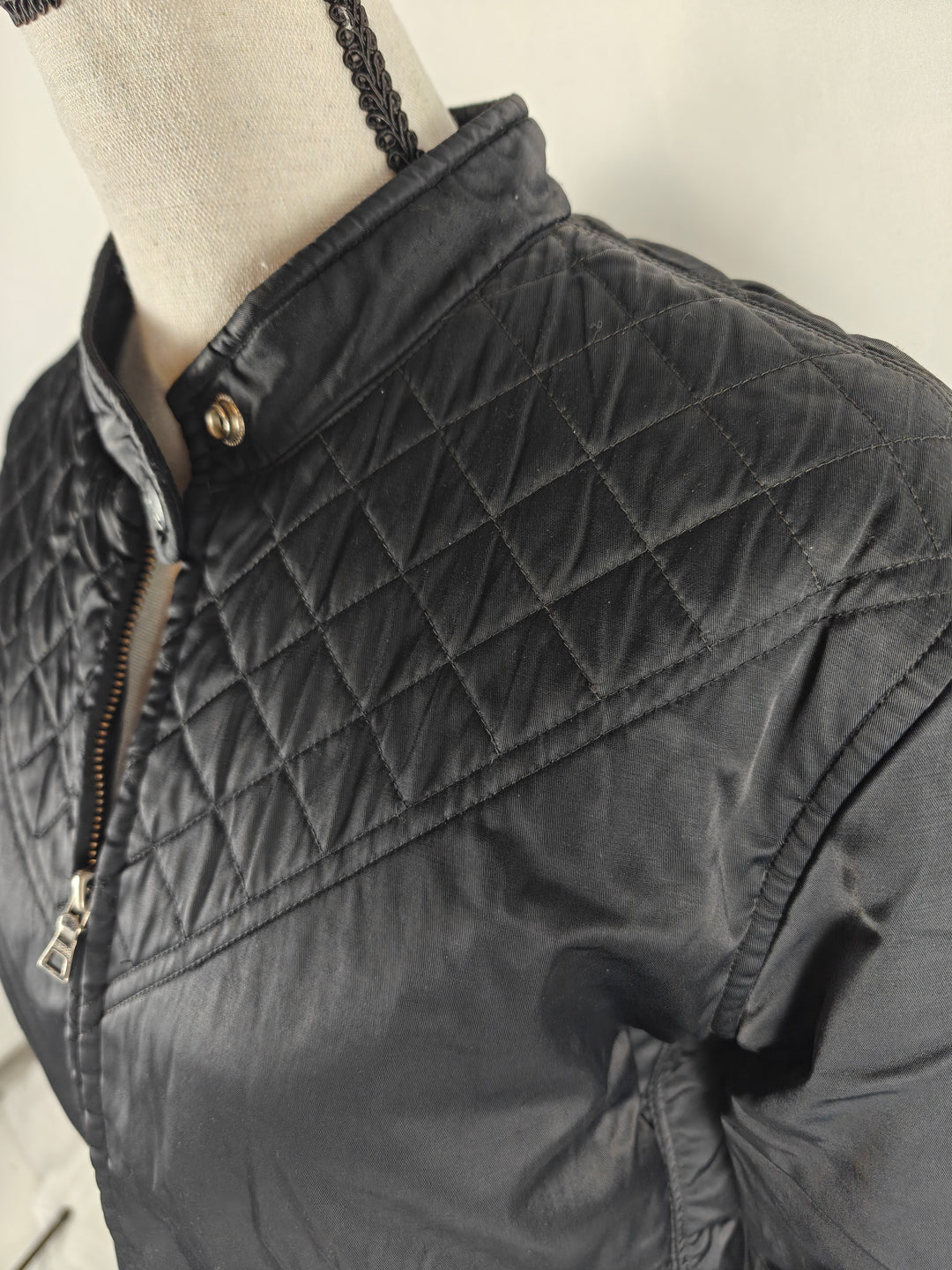 Women Guess Jeans Quilted Jacket Black Medium