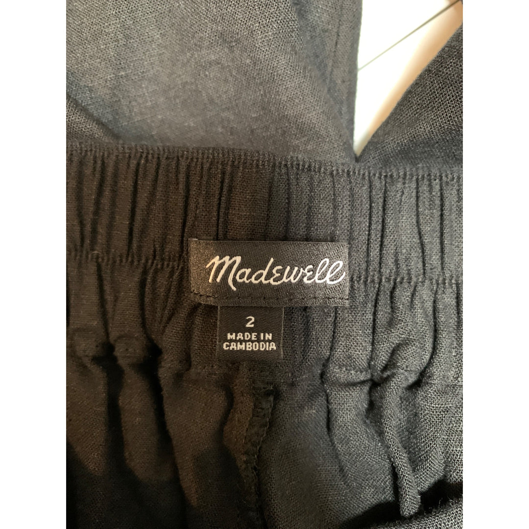 Madewell Womens Black Wide-Leg Linen Blend Pants Size 2