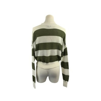 Madewell Womens Striped Crewneck Sweater XS Cotton & Acrylic Green/White