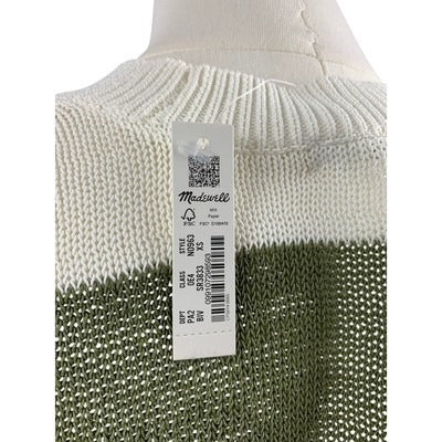 Madewell Womens Striped Crewneck Sweater XS Cotton & Acrylic Green/White