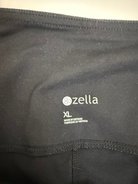 Zella Black Mixed‑Media High-Rise Crop Leggings SzXL