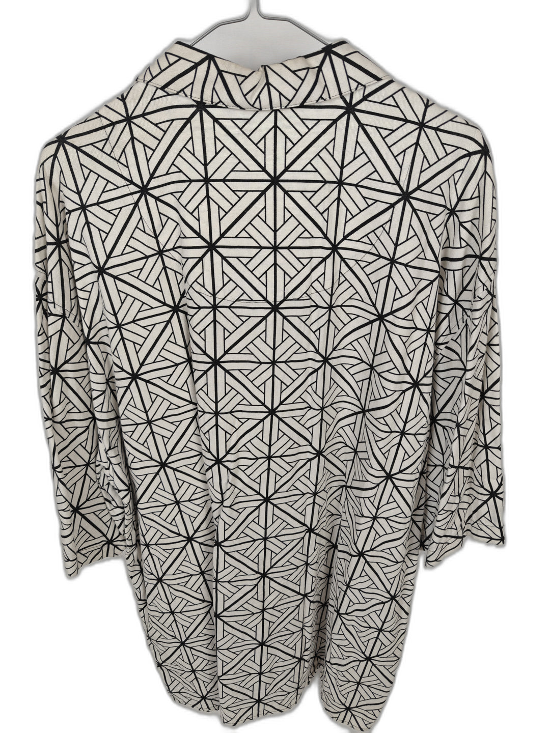 Trust Men's 3X White Black Geometric Linen Blend Button Front Shirt Size 3XL