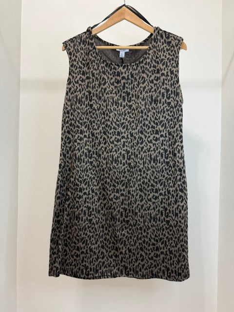 Nine West Animal Print Sheath Sleeveless Dress SzXL