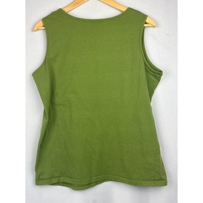 Notations Woman Green Sleeveless Embellished Top 1X 100% Cotton