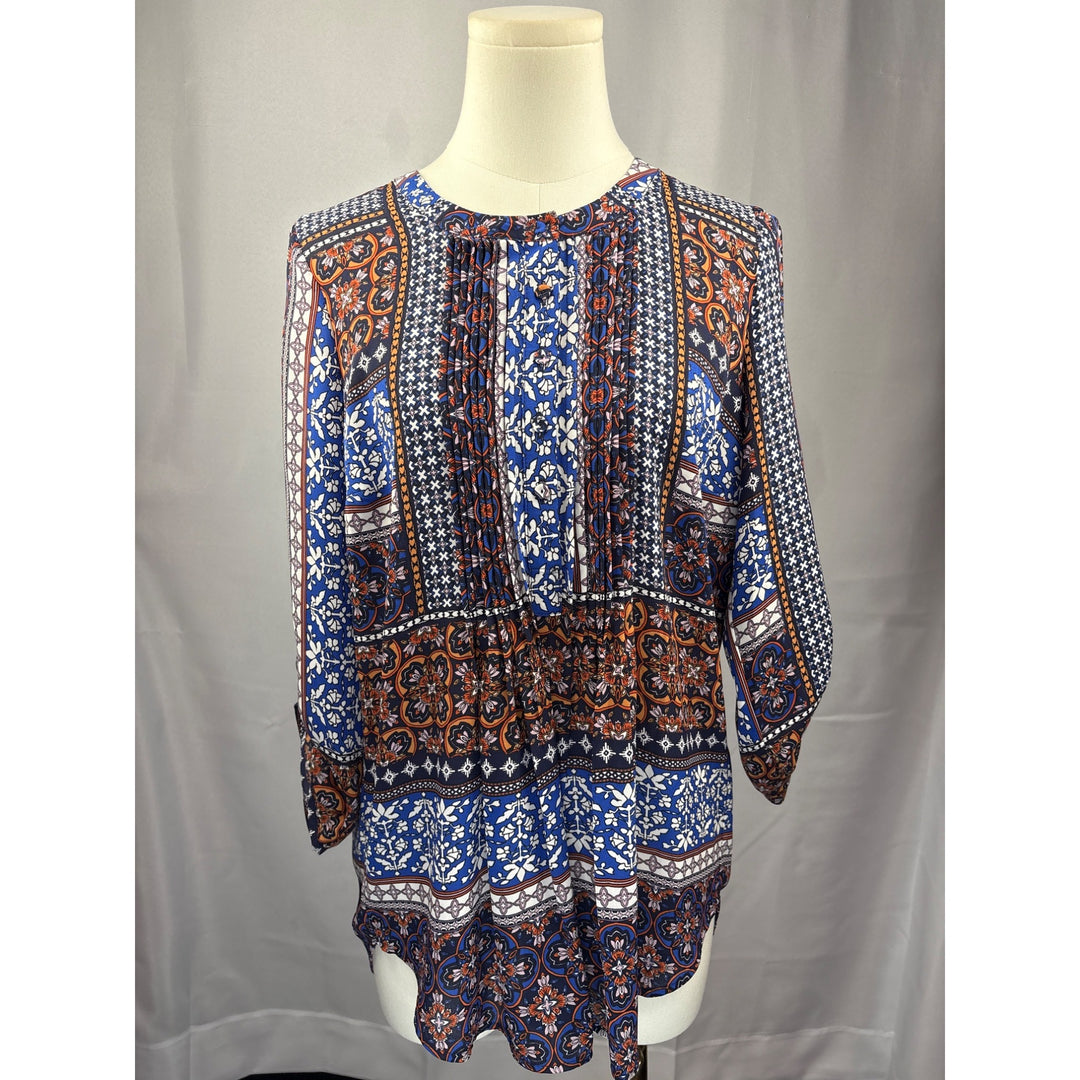 Daniel Rainn Womens Boho Patterned Blouse SP Multicolor Lightweight