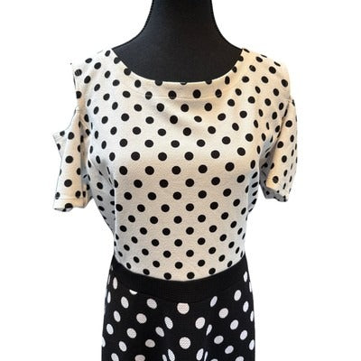 Women’s RODAN Reverse Polka Dot Cold Shoulder Dress Sz L