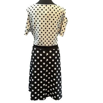 Women’s RODAN Reverse Polka Dot Cold Shoulder Dress Sz L