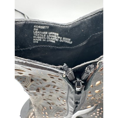 Steve Madden Korsett Black Leather Booties Size 8
