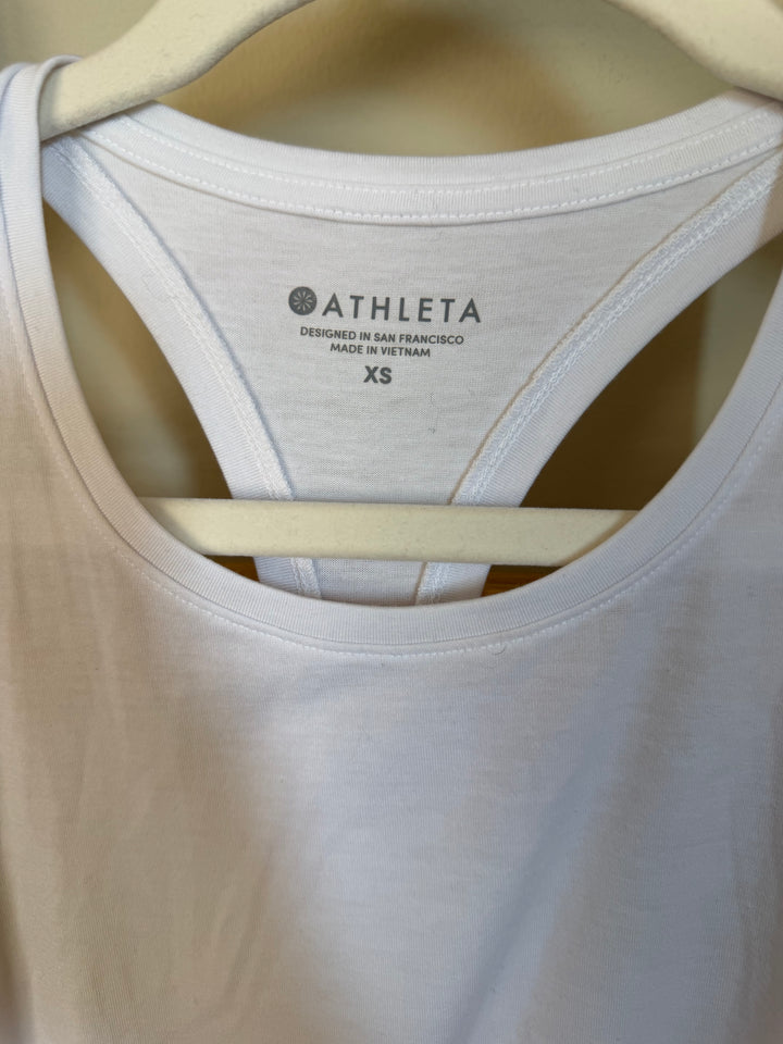 Athleta White Ruched Side Racerback Tank Top XS