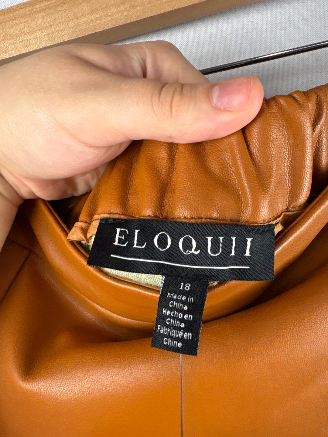 Women’s Eloquii Size 18 Latte Brown Faux Leather Midi Skirt