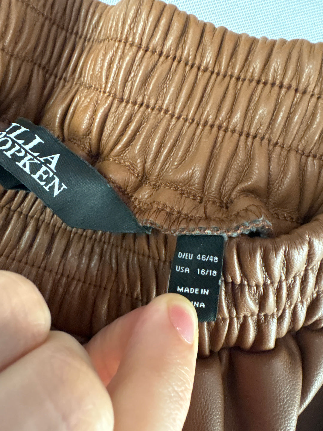 Women’s Ulla Popken Size 16/18 Brown Faux Leather Skirt