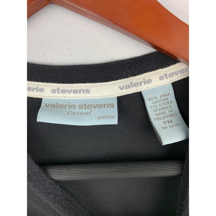 Valerie Stevens Casual Petite Black T-Shirt Pima Cotton/Spandex PM