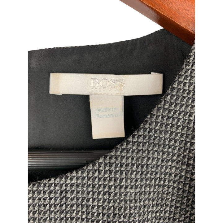 Hugo Boss Womens Sleeveless Peplum Top Size L Black & White Houndstooth Pattern