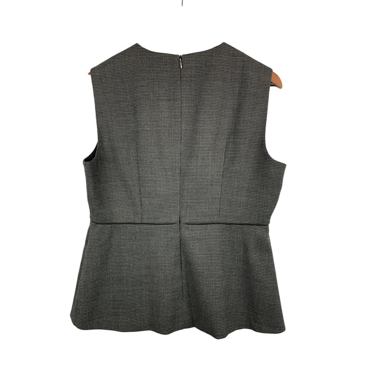 Hugo Boss Womens Sleeveless Peplum Top Size L Black & White Houndstooth Pattern