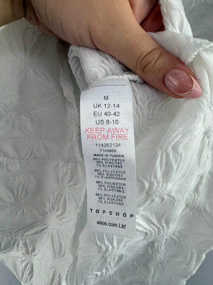 Women’s TopShop Size 8-10 White Ruched Crop Top