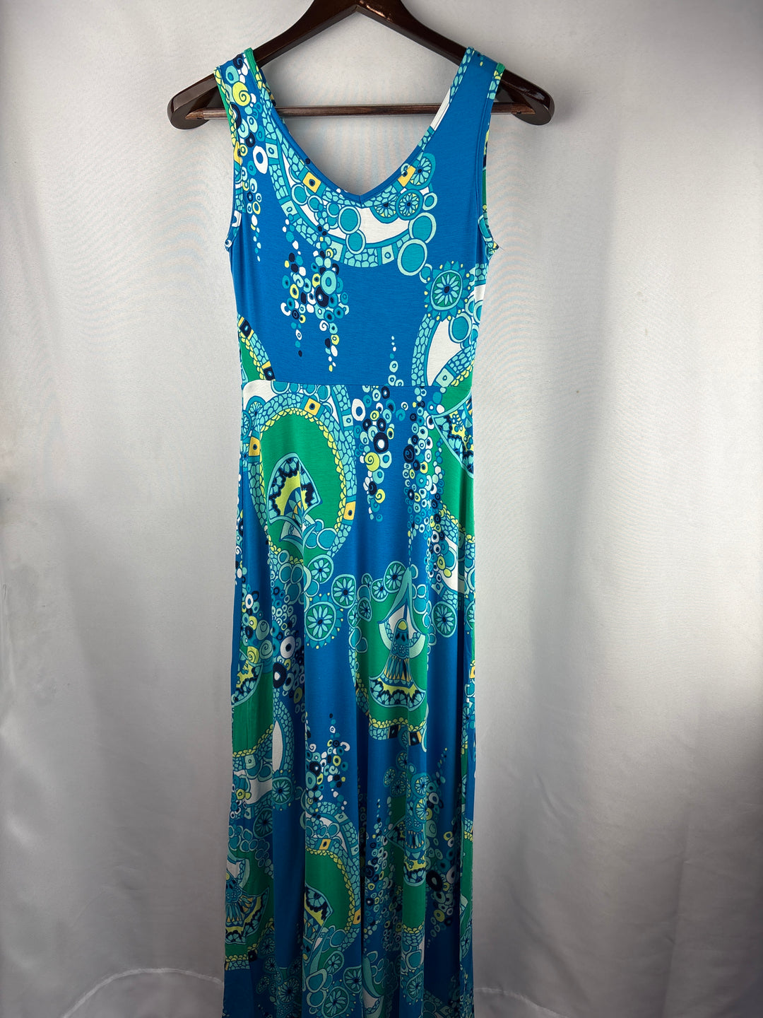 Women’s Tori Richard XS Blue Paisley Pattern Sleeveless Maxi Dress