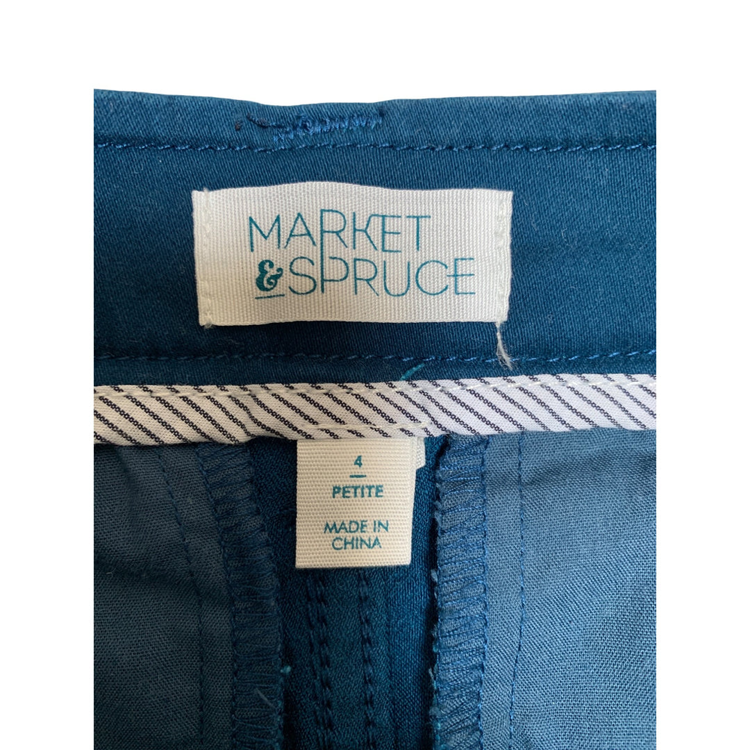 Market & Spruce Womens Blue Chino Pants 4 Petite