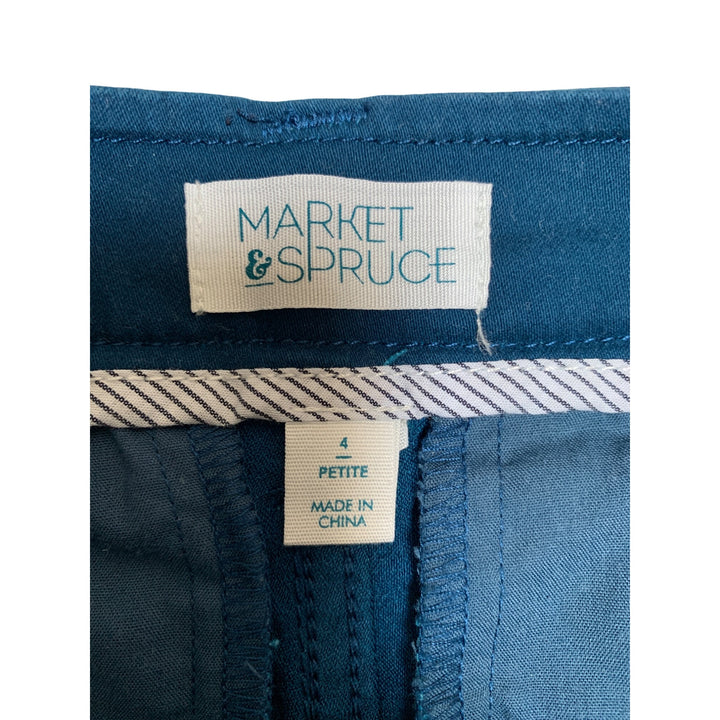 Market & Spruce Womens Blue Chino Pants 4 Petite