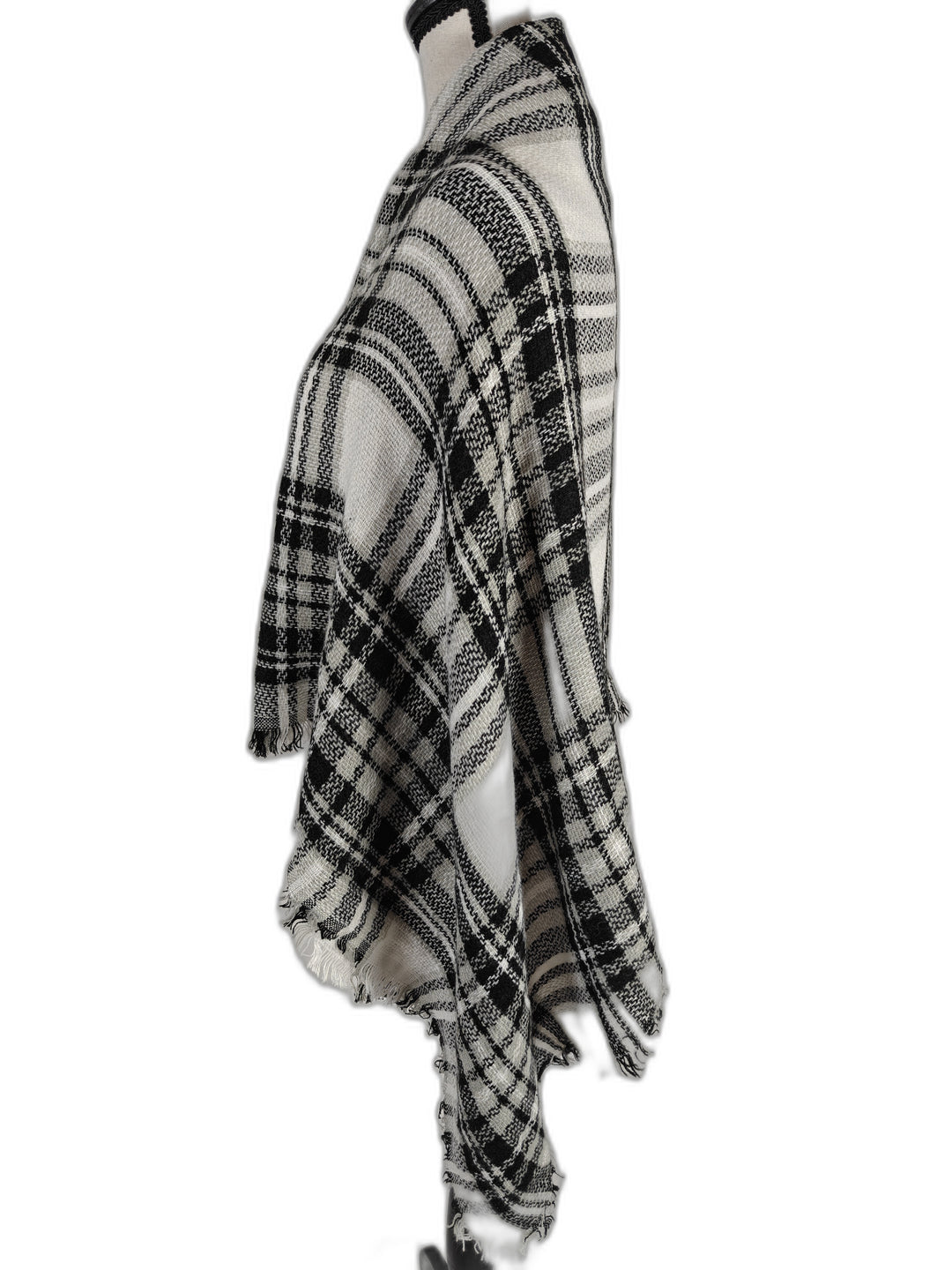 Women Unbranded Plaid Blanket Scarf Black White One Size