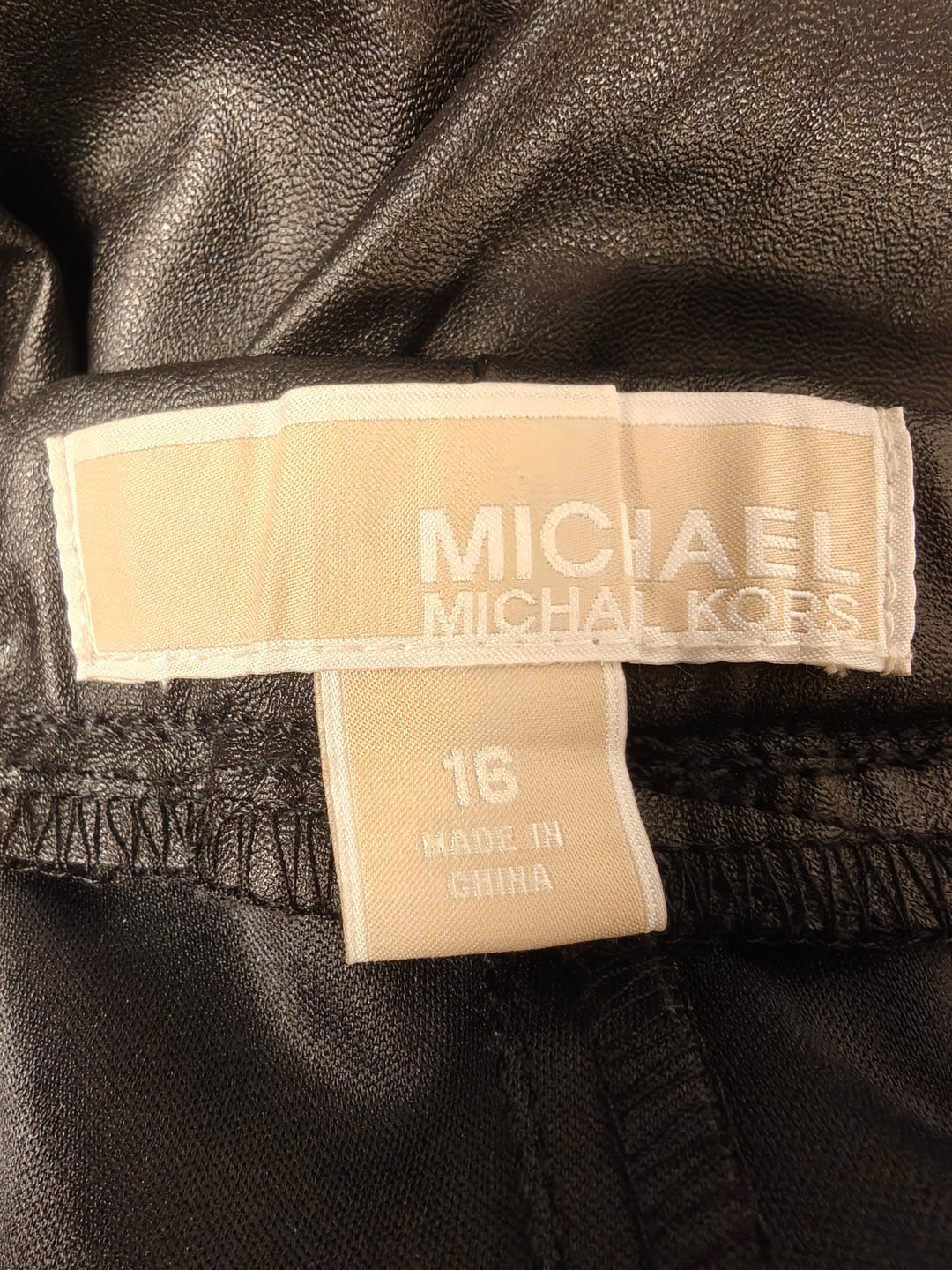 Womens Michael Michael Kors Faux Leather Pants Black Size 16