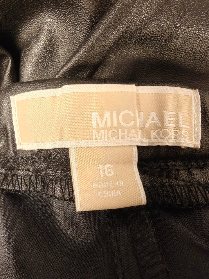 Womens Michael Michael Kors Faux Leather Pants Black Size 16