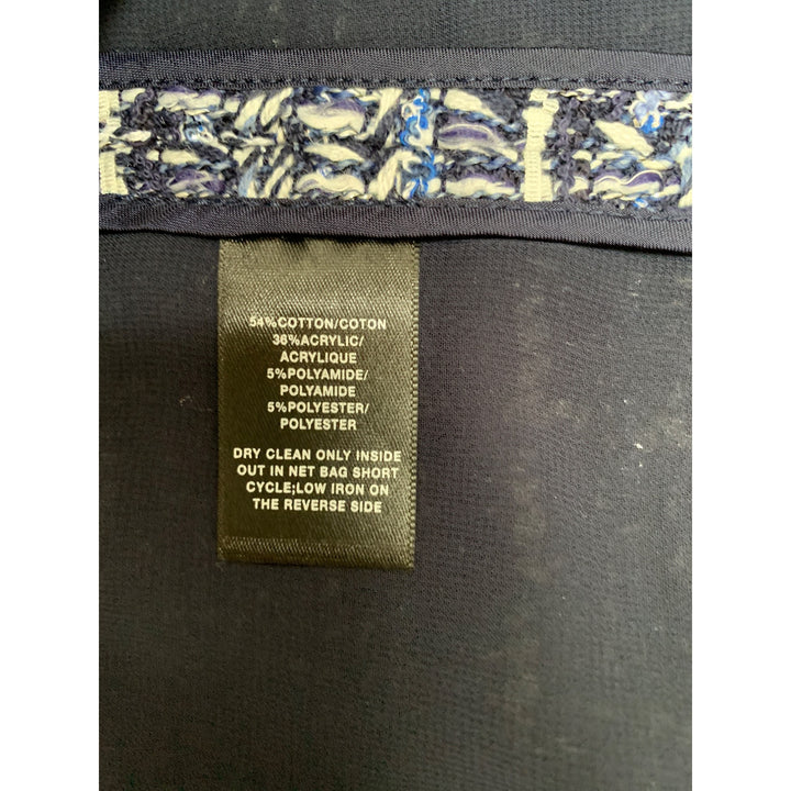 Lafayette 148 New York Womens Tweed Jacket Size 10 Blue/White Zipper Front