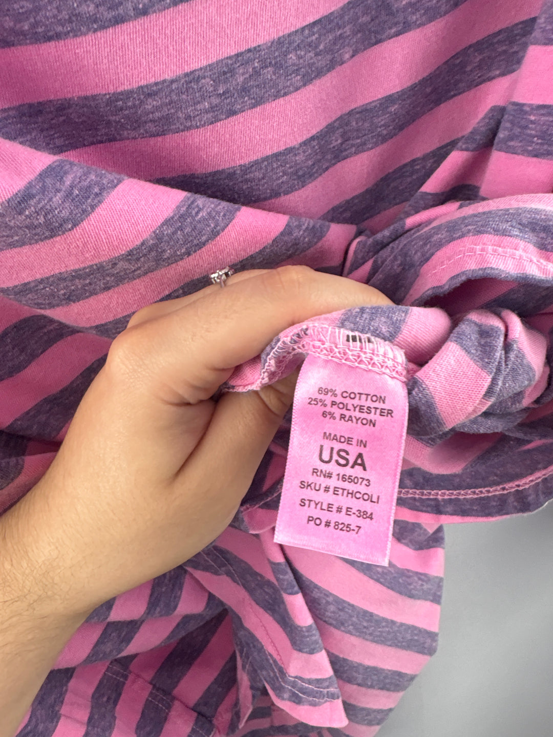 Women’s Fresh Produce Size 2X Pink &amp; Gray Striped Long Sleeve Shirt