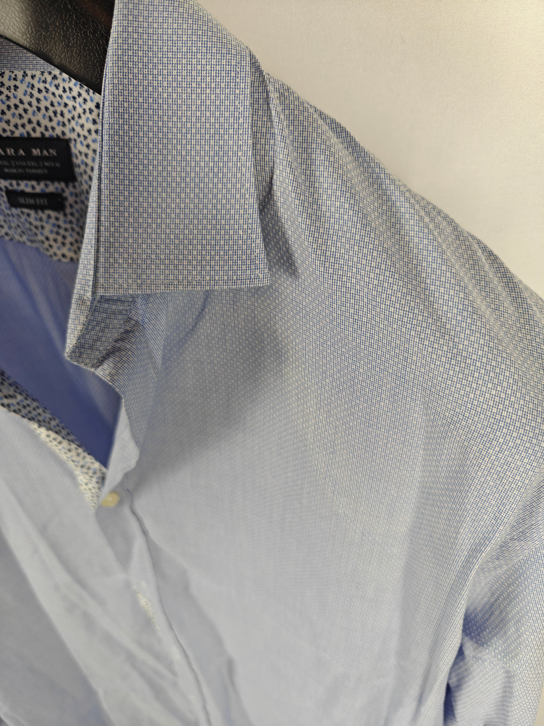 Men’s Zara Man Dress Shirt Blue XXL Slim Fit 100% Cotton